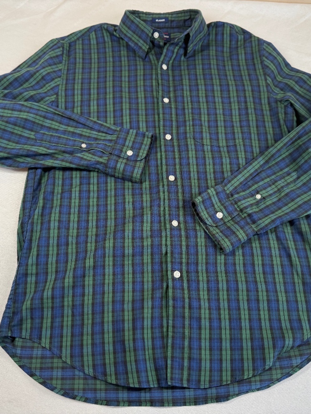 J. Crew Men's Button Up Long Sleeve Casual Shirt Size Medium - Green/Blue Plaid